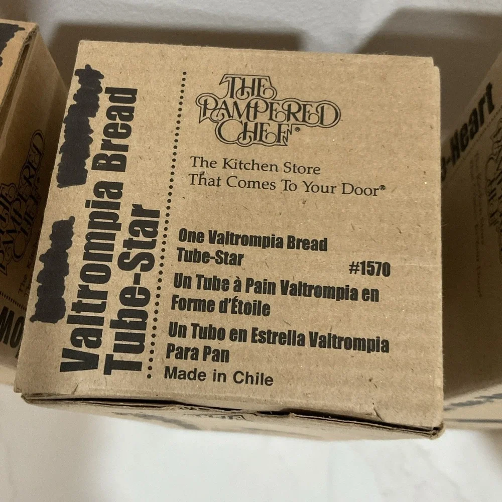 Lot 3 Pampered Chef Valtrompia Bread Tubes, Flower Heart Star 1550 60 70